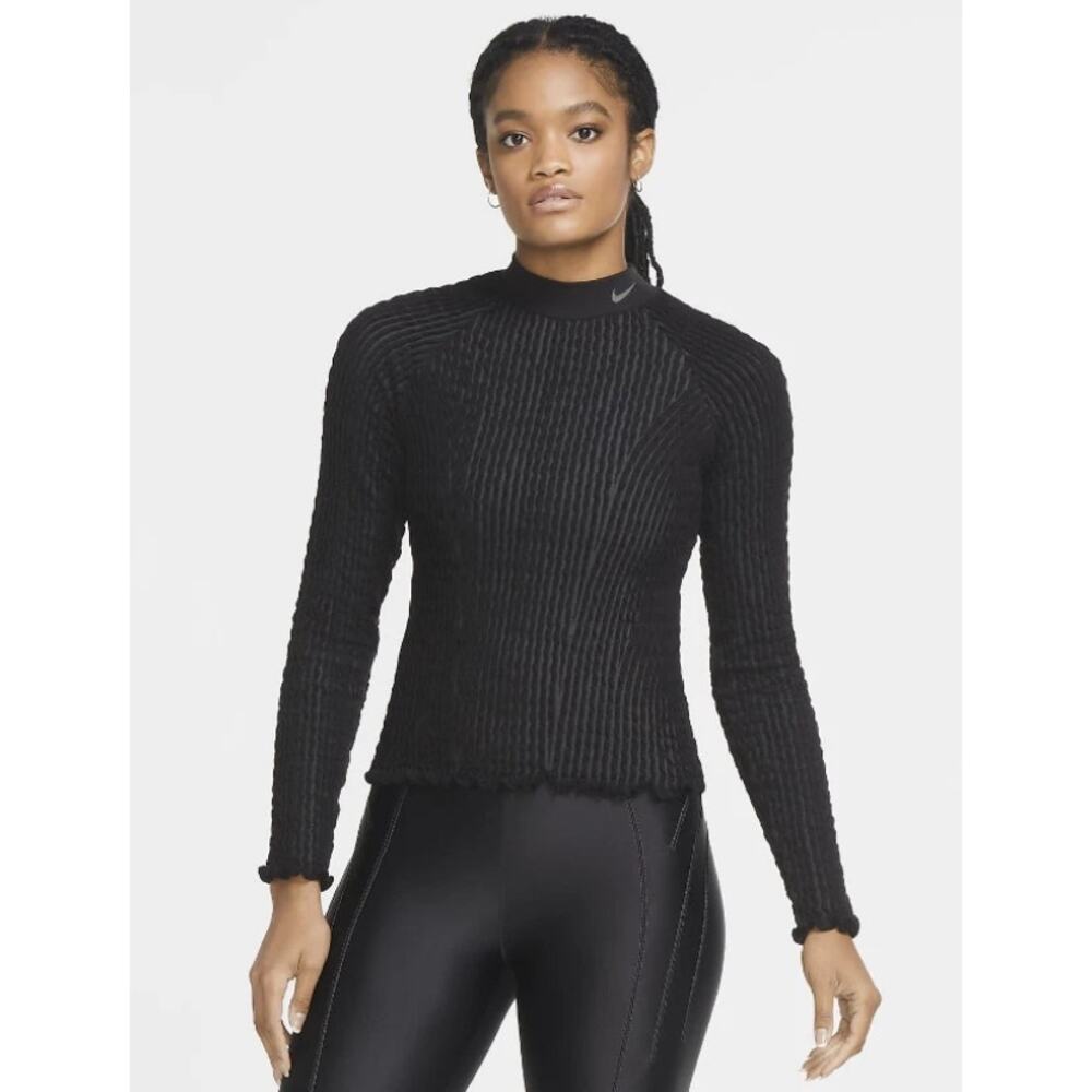 Nike City Ready Mock Neck Tech Pack Running Top in Black, Size Small